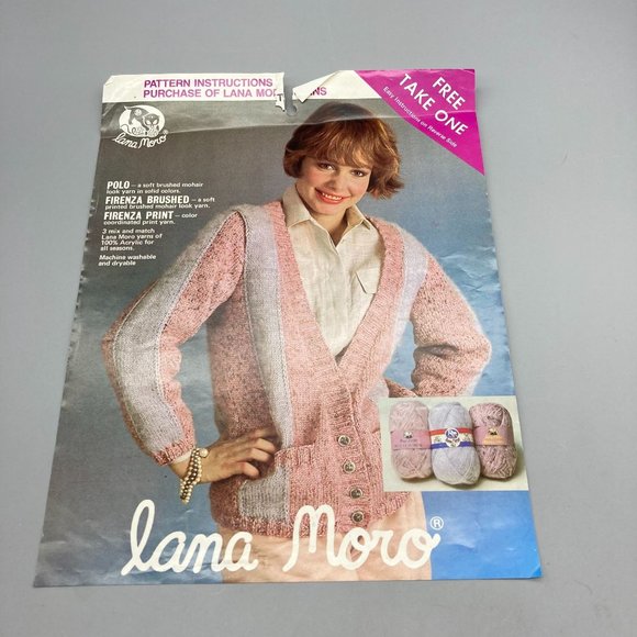 Vintage Patterns Lana Moro Brushed and Print Combination Knit Firenza Cardigan - Picture 1 of 1